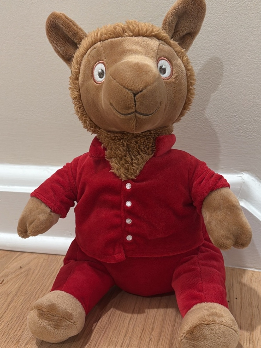 Plush Brown Llama in Red Pajamas - Soft Kids Toy